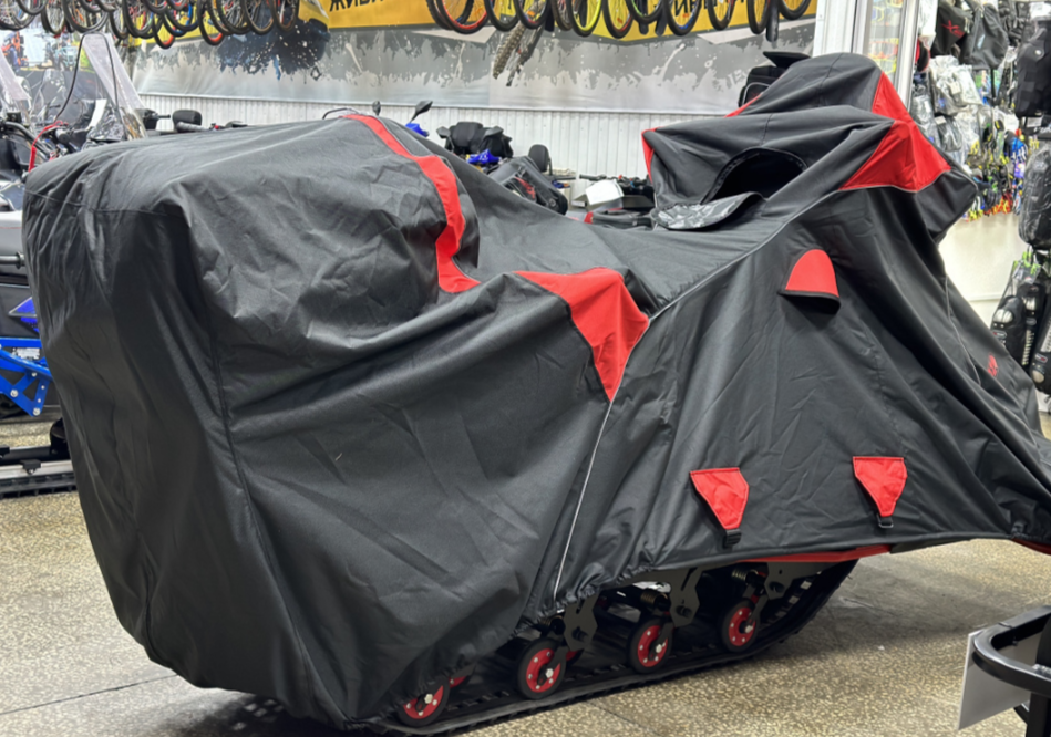 Чехол транспорт. снегохода IKUDZO HUNTER черно-красный Оксфорд ПРЕМИУМ качества с лого IKUDZO в Коврове